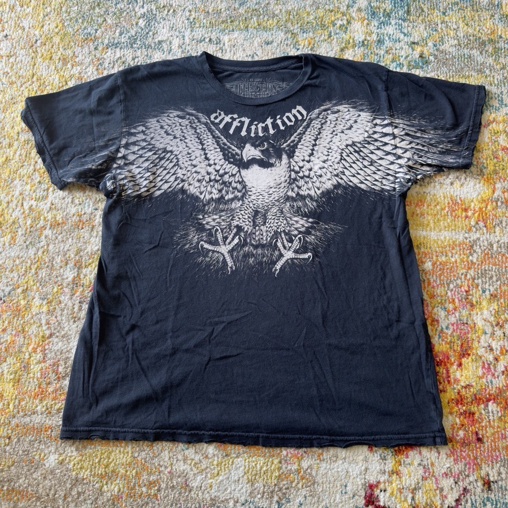 AFFLICTION Eagle Graphic Tee Black Cyber Y2K XX-Large